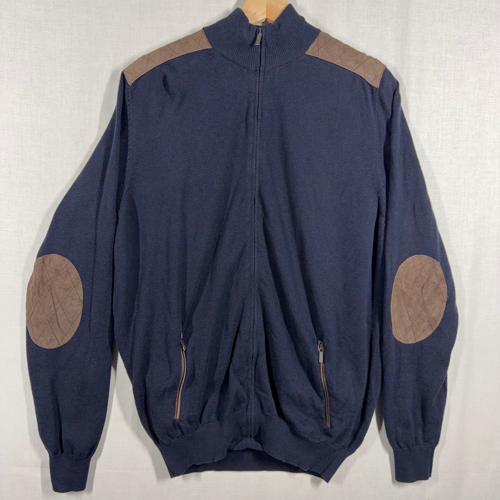 Massimo Dutti Sweater Mens Extra Large Elbow Patch Preppy Cardigan Dadcore